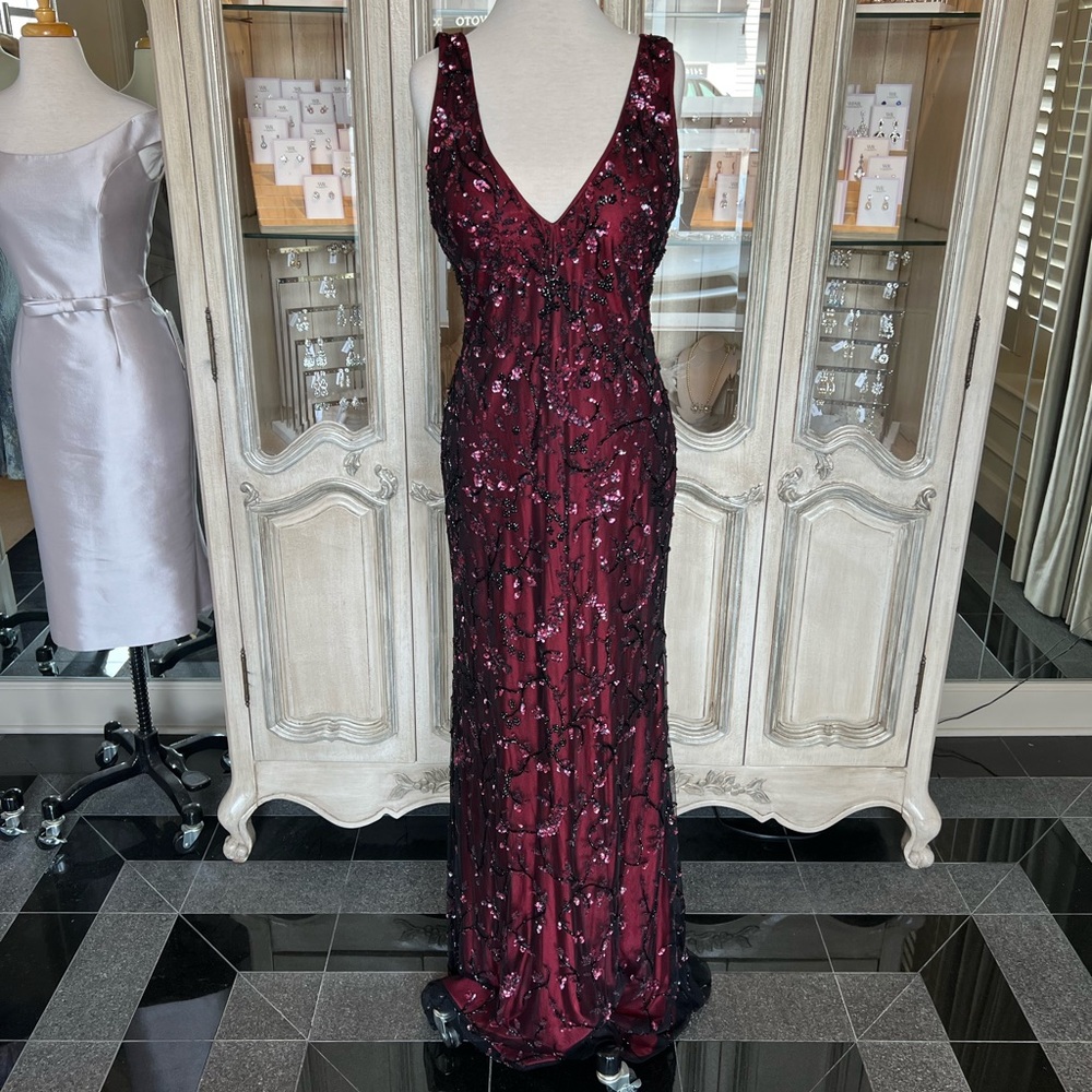 Fully beaded V-neck gown